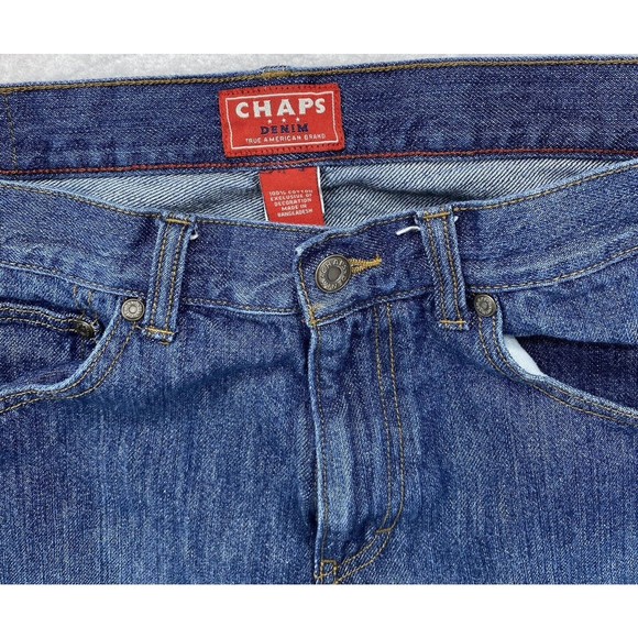 Chaps Jeans Mens Size 34X30 Mid Rise Straight Fit Medium Wash  Cotton Denim Blue - Picture 13 of 15